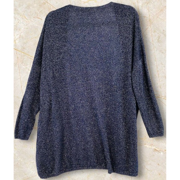 Blue Metallic Knit Open Long Cardigan Long Sleeve Womens Size L Charming Charlie - Picture 2 of 12